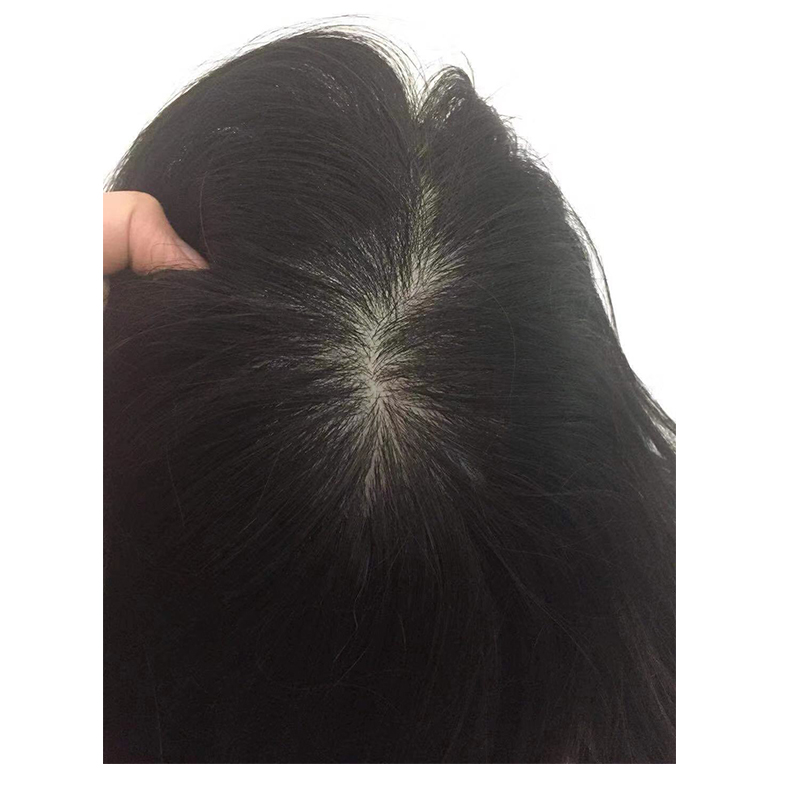 Silk Base Human Hair Topperfor Women Free part Remy Clip in Hairpiece Closure natural black YL341